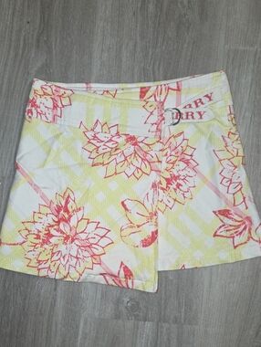 Burberry Yellow Plaid Skort with Coral Floral Print